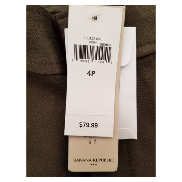 Banana Republic Petite Stretch Women's Green Pants Size 30 Inseam 26 in NWT - Picture 2 of 9